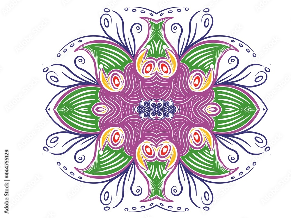 Wall mural mandala floral ornament design. creative work hand drawing illustration. digital art illustration