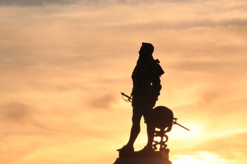 Statue silhouette in the dusk