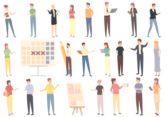 Event planner icons set cartoon vector. App calendar. Operation period