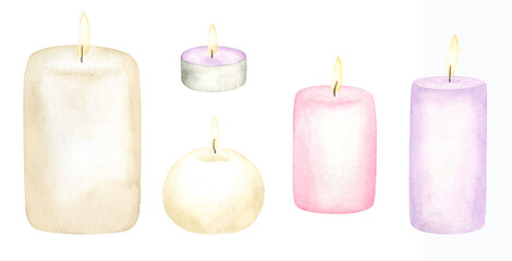 Spa Candles Watercolor Set