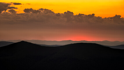 Sunrise from the Polonina Runa (Rivna). The Carpathian Mts. Ukraine.
