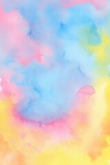 Fototapeta na wymiar Watercolor Rainbow Pastel Background Texture, Colorful Watercolor Paper