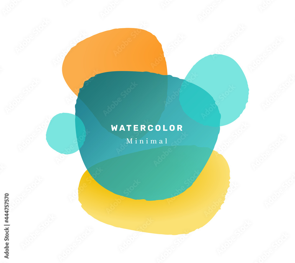 Poster watercolor liquid blob shape composition with inscriptions. isolated minimalist design, abstract ban