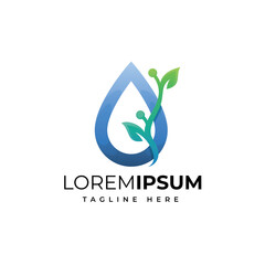 water drop with leaf logo vector