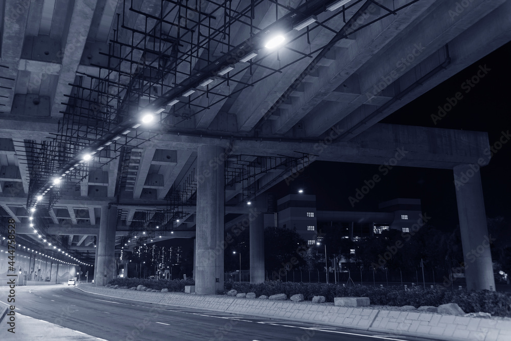 Poster empty tunnel in the dark. transportation background