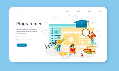 Programming web banner or landing page. IT education