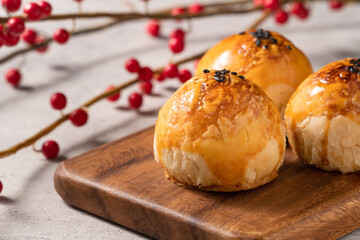 Moon cake yolk pastry for Mid-Autumn Festival holiday.