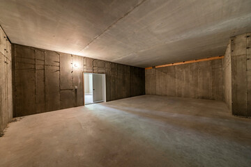 Interior of an under construction cold storage at the basement