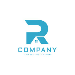 initial letter R and House for Real Estate or Home Business logo design