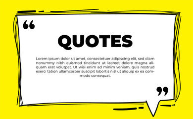 Scribbled comic speech bubbles with hand drawn style, Copy space for quote. Typography design quote chat bubble background. Remark quote text box poster template concept with yellow colour