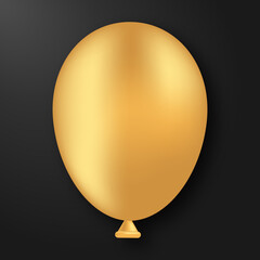 Vector realistic isolated gold balloon for decoration and covering on the transparent background. Concept of happy birthday, anniversary and holiday.