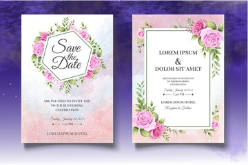 Beautiful floral wedding invitation card template