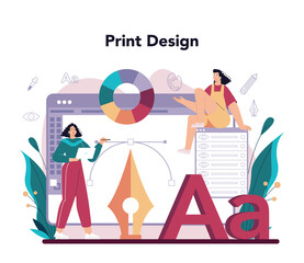 Graphic designer concept. Digital artist creating brand design