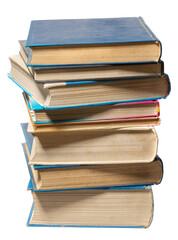 stacked old book isolated on white background