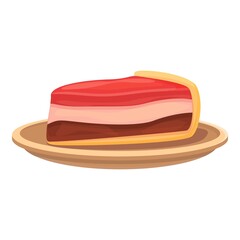 Jelly cake icon cartoon vector. Red strawberry cake. Sweet cheesecake