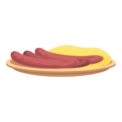 German sausage icon cartoon vector. Food fork bratwurst. Beer bbq