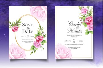 Beautiful floral wedding invitation card template