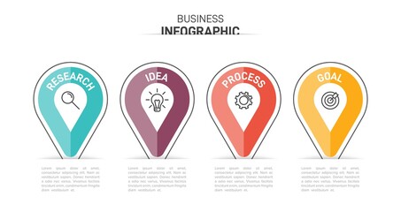 Infographic design with icons and 4 options or steps. Thin line vector. Infographics business concept. Can be used for info graphics, flow charts, presentations, web sites, banners, printed materials.