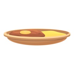 Meat mush icon cartoon vector. Food cutlet. Plate diet breakfast