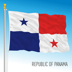 Panama official national flag, south american country, vector illustration