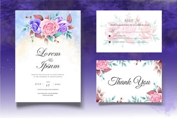 Beautiful floral wedding invitation card template