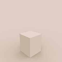 3d brown creamy cube and box podium minimal scene studio background. Abstract 3d geometric shape object illustration render. Natural color tones.