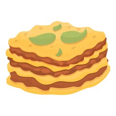 Cooked lasagna icon cartoon vector. Bolognese lasagne. Italian dish