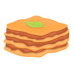 Italian lasagna icon cartoon vector. Pasta lasagne. Meat dish food