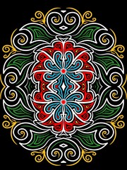 Mandala floral ornament design. Creative work hand drawing illustration. Digital art illustration