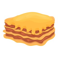 Cheese lasagna icon cartoon vector. Pasta dish. Italian dry food