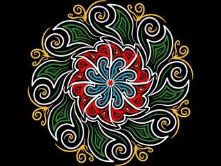 Mandala floral ornament design. Creative work hand drawing illustration. Digital art illustration