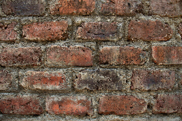 Old brick wall with red brick Background of brick wall texture red stone wall pattern.