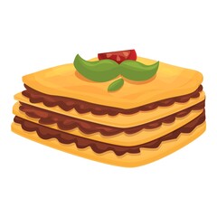 Restaurant lasagna icon cartoon vector. Meat italian dish. Pasta lasagna