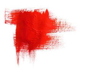 red oil paint brush strokes isolated on white background hand drawn acrylic paint brush Red brush...