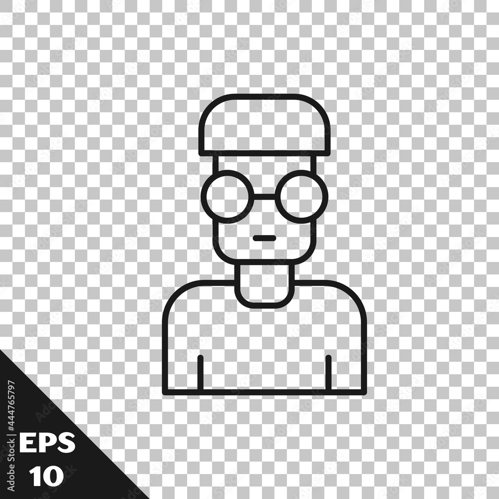 Poster black line nerd geek icon isolated on transparent background. vector