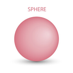 Vector pink sphere with gradients for for game, icon, package design, logo, mobile, ui, web, education. 3D ball on a white background. Spherical shape illustration.