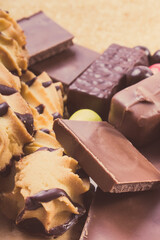 Heap of sweets containing a lot of sugar. Reduction eating unhealthy food