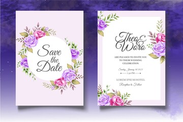 Beautiful floral wedding invitation card template