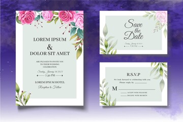 Beautiful floral wedding invitation card template