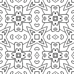 Seamless vector pattern in geometric ornamental style. Black and white pattern.