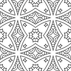 Seamless vector pattern in geometric ornamental style. Black and white pattern.