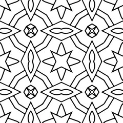 Seamless vector pattern in geometric ornamental style. Black and white pattern.