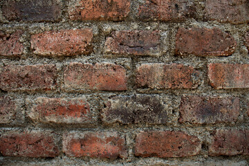 Old brick wall with red brick Background of brick wall texture red stone wall pattern.