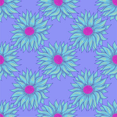 Fototapeta na wymiar Gerbera daisy floral seamless pattern