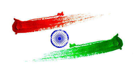 Watercolor Grunge brush stroke illustration Flag for Indian 15th of August, India Independence Day Celebration