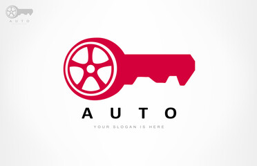 Car key logo vector. Tire and key design.
