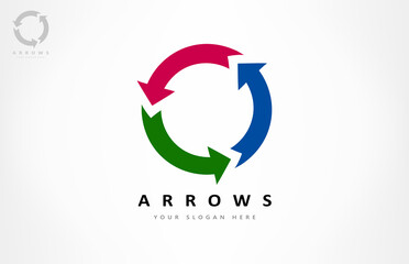 Arrows moving in a circle logo vector