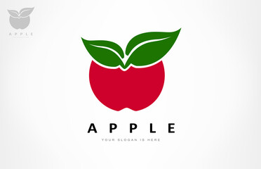 apple with leaf logo fruit vector