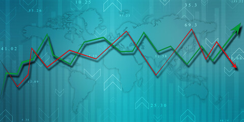 2d rendering Stock market online business concept. business Graph 
