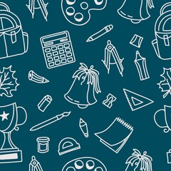 A pattern on the theme of school with school supplies. Vector illustration